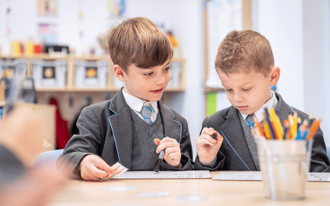 Two pupils from Cheadle Hulme Primary School worked together during lesson.