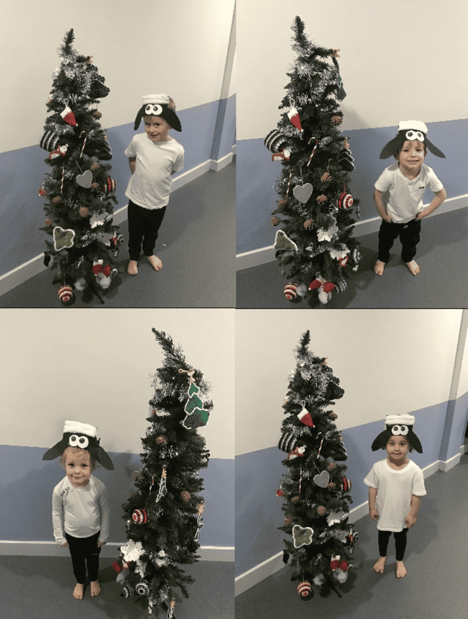 Pupils in their sheep nativity costumes.