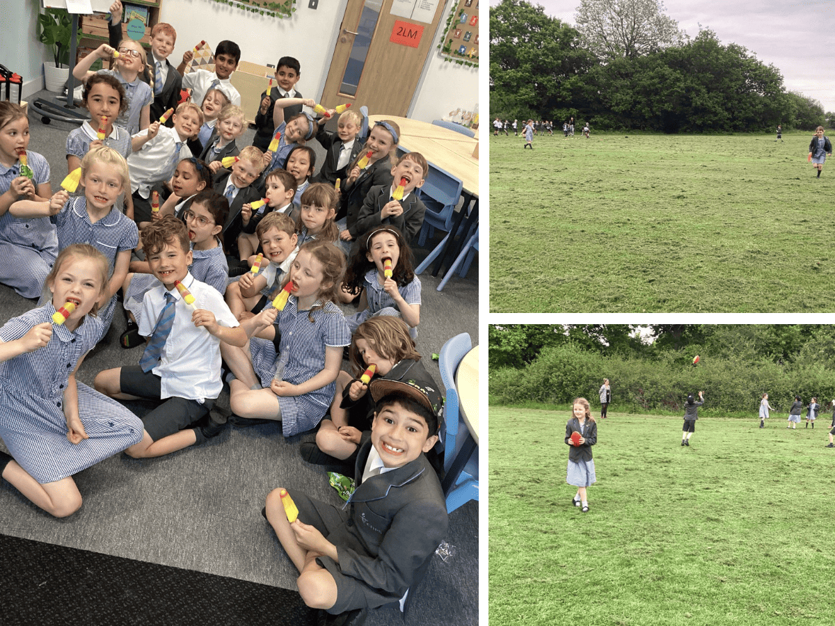 Cheadle Hulme Primary School pupils in Year 2 enjoy ice lollies and play in the park to celebrate the end of SATs