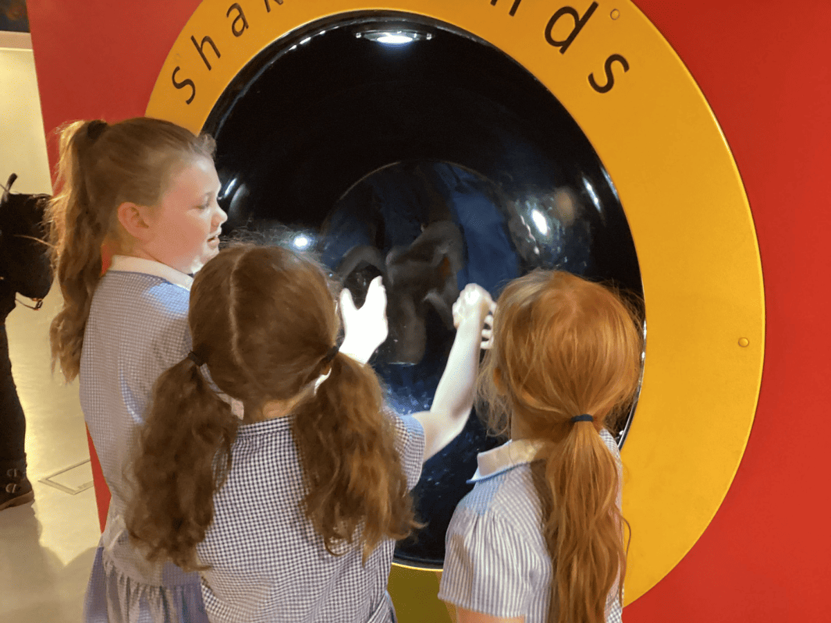 Year 3 pupils from Cheadle Hulme Primary School interact with an exhibit at the Science and Industry Museum in Manchester