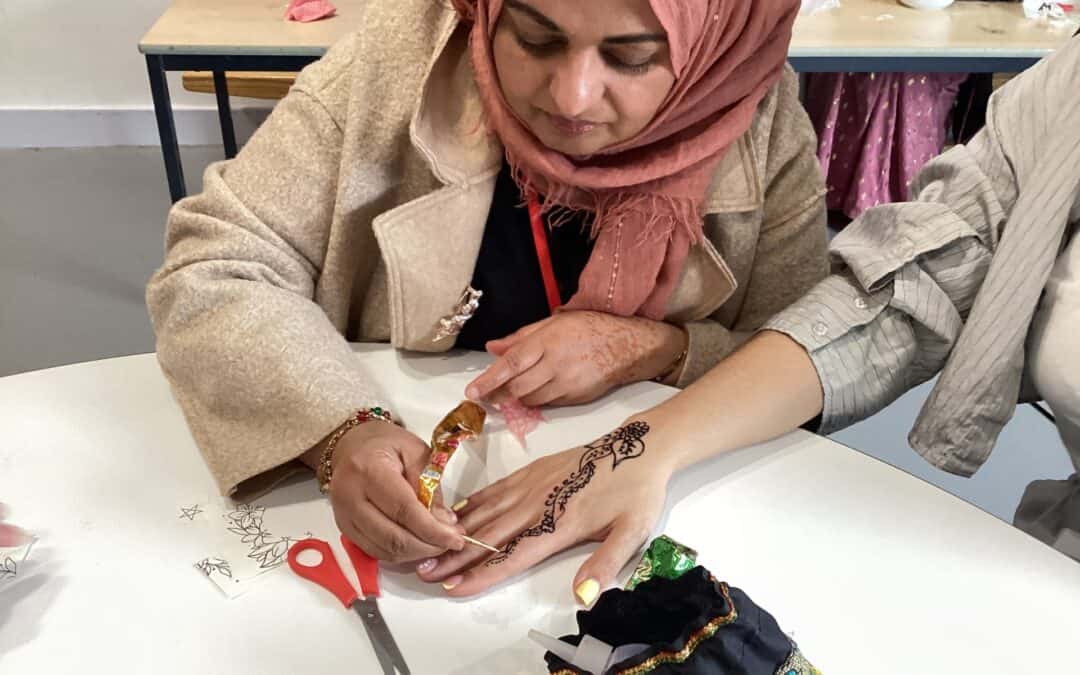 Teacher getting a henna tattoo for Eid